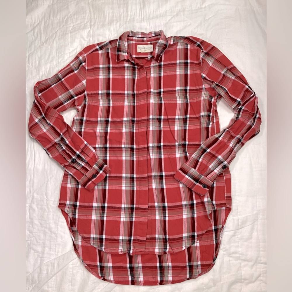Womens Denim & Supply Ralph Lauren Red Plaid Lightweight Flannel Shirt XS